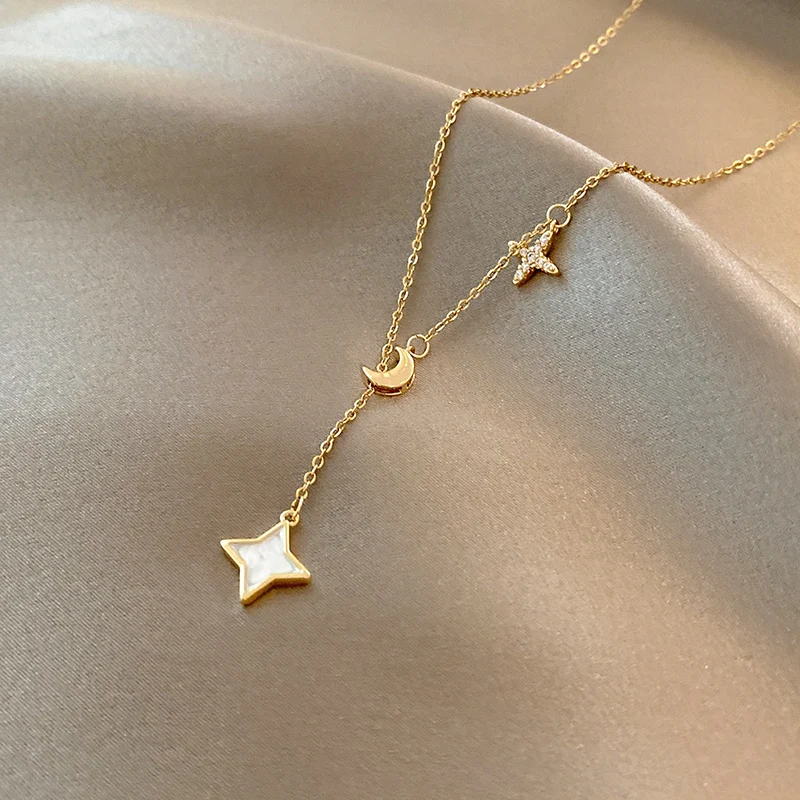 

Classic Necklace Titanium Steel Star Pendant For Women Girls Metal Chain Jewelry Ladies Fashion Trendy Gift Wedding Party