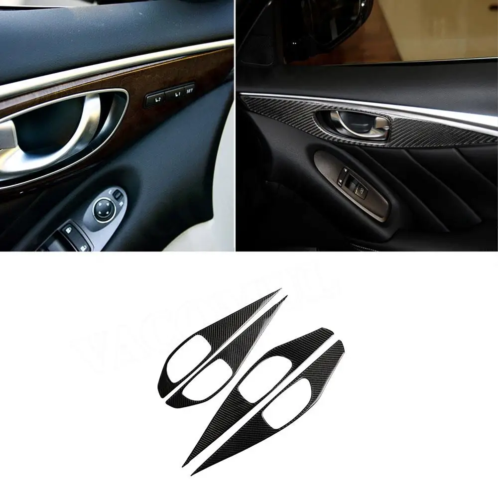 

Carbon Fiber Car Accessorise Interior Four-piece Door Handle Panel Protector For Infiniti Q50 Q60 2014-2020