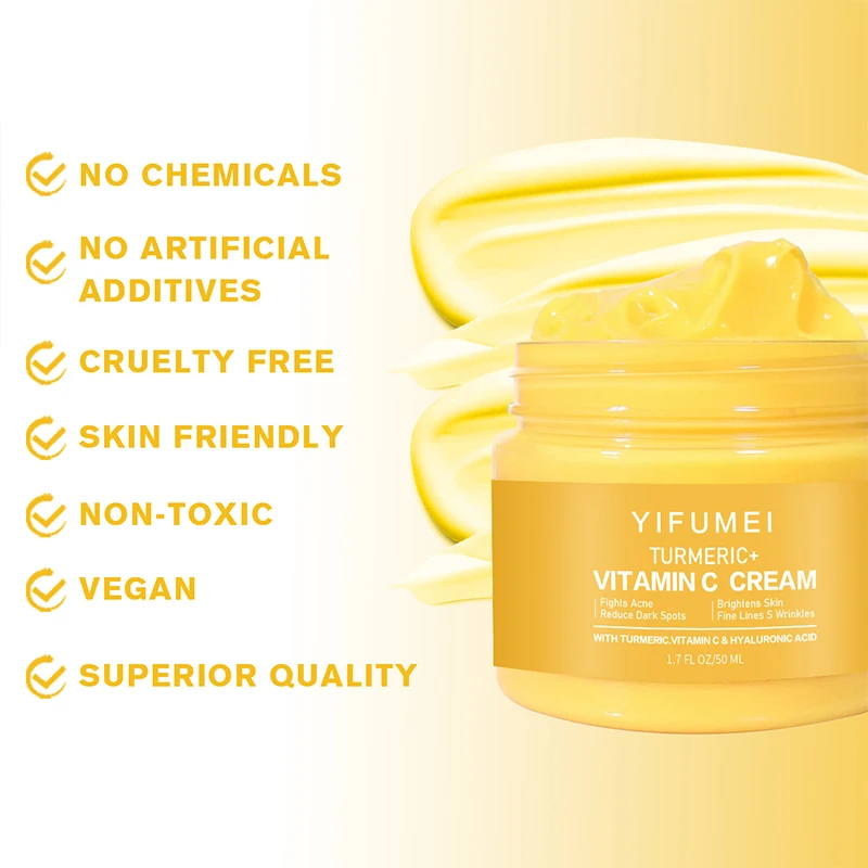 Крем для лица с куркумой + витаминами C лечение прыщей удаление темных пятен