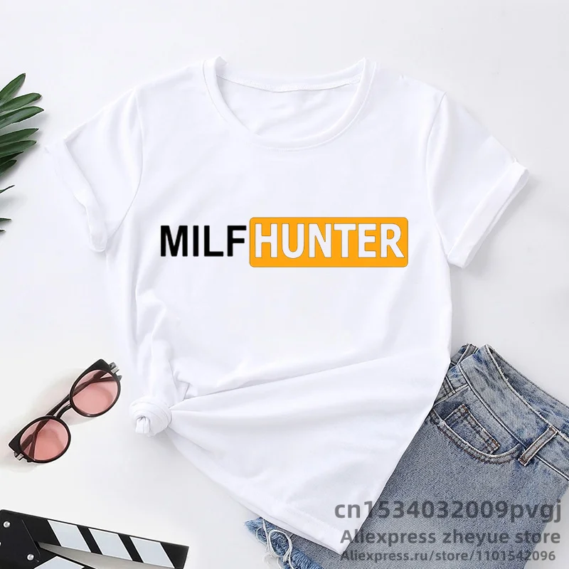 Футболка Milf Hunter мужская с коротким рукавом смешная шутка креативный дизайн
