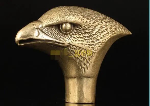 

100% BRASS Pure Copper Brass Grandpa Good Lucky Chinese Vintage Old Brass Eagle Cane Walking Stick Head Handle Decoration