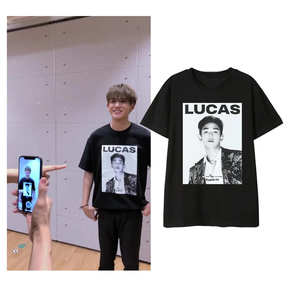 ALLKPOPER KPOP SUPER M KAI LUCAS MARK TEN BAEK HYUN Taemin Taeyong Same T-shirt Short-sleeved T-shirts Korean Loose Summer Tops | Женская