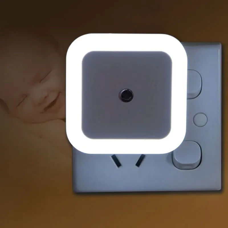 

10Pcs Square Led Night Lights Safety and Energy Saving Smart Light Control Sensor Energy Saving Bedside Socket Lights