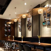 rattan art bamboo restaurant chandelier zen japanese tatami creative light new chinese living room restaurant bar lighting