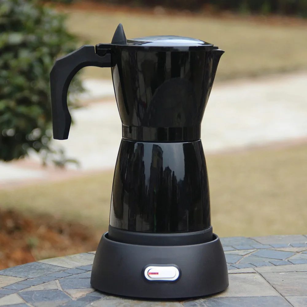 Фото Электрическая кофеварка Moka Pot, итальянская кофеварка Мока, алюминиевая электрическая кофеварка-перколятор №2