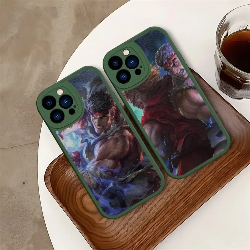 

King Of Fighters Phone Case Green For IPhone 14 11 13 12 Pro Max Mini Xs X Xr 7 8 Plus SE2020 Leather Silicone Texture Coque