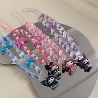 sanrioed mobile phone chain kawaii kuromi melody dashing pvc decoration cute anime periphery rope handy bow lovely girls gift