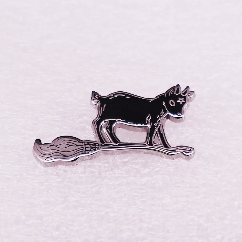 

Magic Black Goat Badge Television Brooches Badge for Bag Lapel Pin Buckle Jewelry Gift For Friends