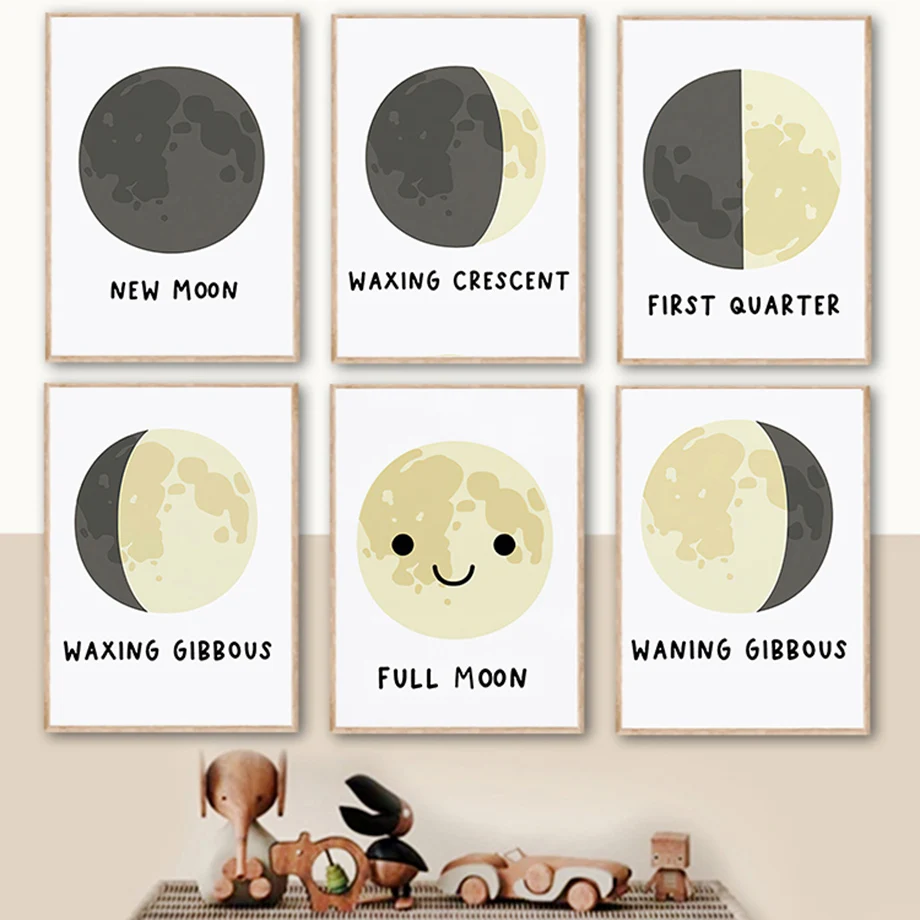 

Cute Cartoon Smiley Moon Lunar Eclipse Quotes Wall Art Canvas Painting Nordic Posters And Prints Wall Pictures Kids Room Decor