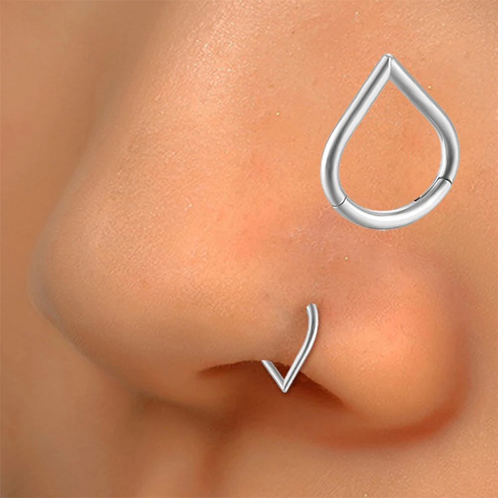 

1PC Surgical Steel Hinged Tear Drop Segment Ring Septum Clicker Hoop Nose Labret Ear Tragus Cartilage Daith Helix Earring