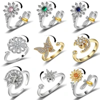 anxiety rings for women 2022 jewelry hug ring butterfly daisy bead anti stress fidget spinner rings for teens dropshipping