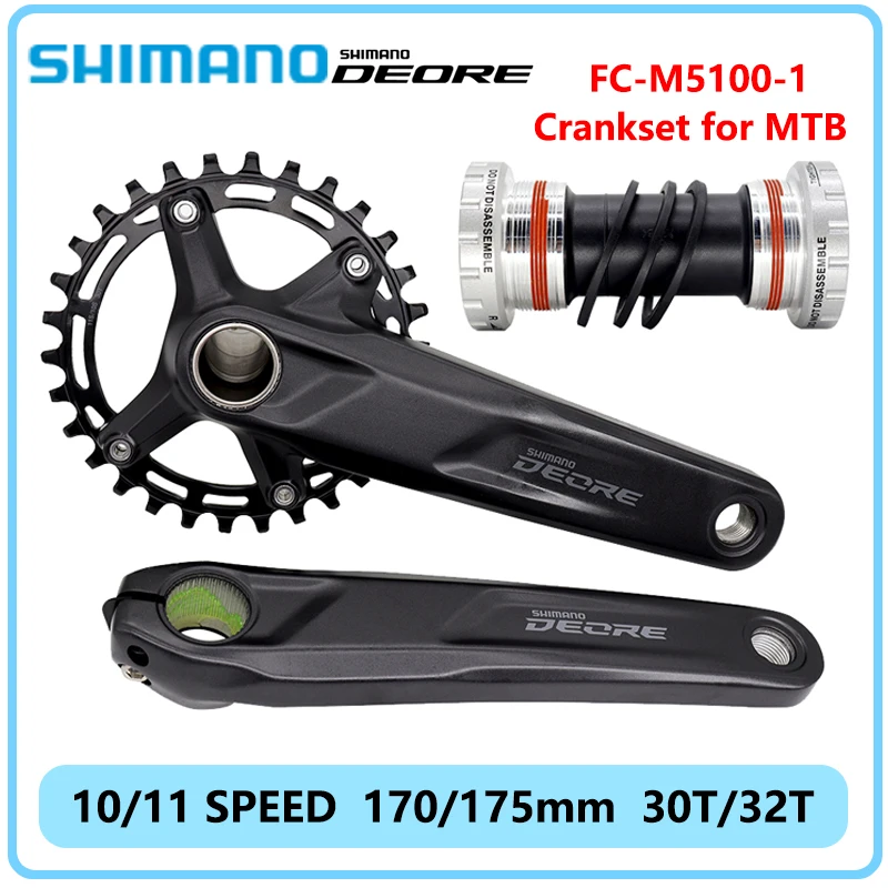 

SHIMANO DEORE M5100 Crankset for 135/142/148mm O.L.D Frames FC-M5100-1 1x11/10-speed 30T 32T Chainring 170/175mm Crank MTB Bike