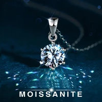 d color vvs1 moissanite necklace 925 sterling silver 2 ct round brilliant diamonds solitaire pendant necklace for women jewelry