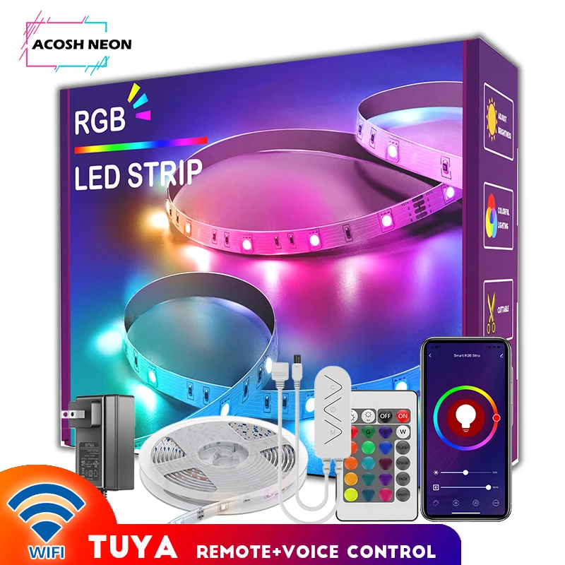 

TUYA RGB LED Strip Lights 20M/65.6FT LED Lights 30LEDs/M Color Changing Lighting Flexible LED Lamp for Home Room Decoration