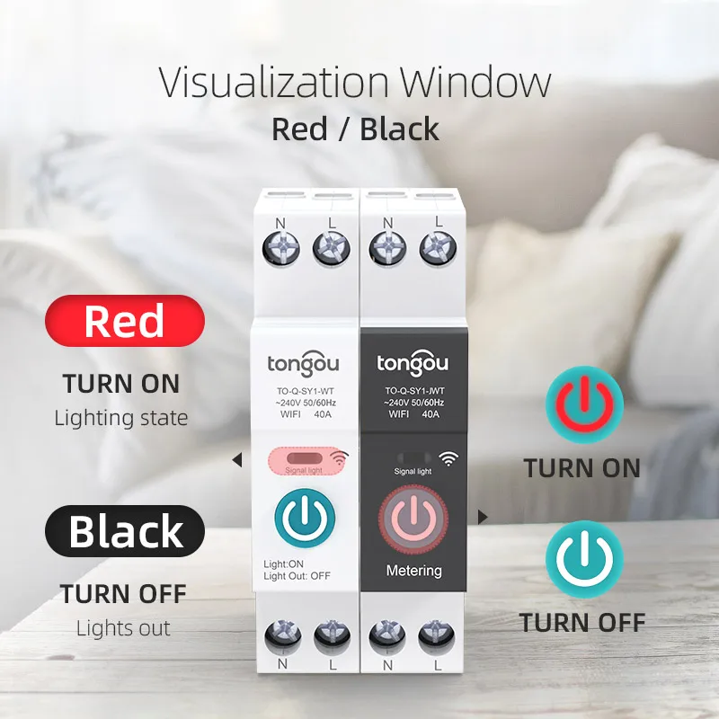 

1P Din Rail Tuya Smart WIFI Smart Energy Meter Power Consumption KWh Meter Circuit Breaker Time Timer Switch Relay Voltmeter