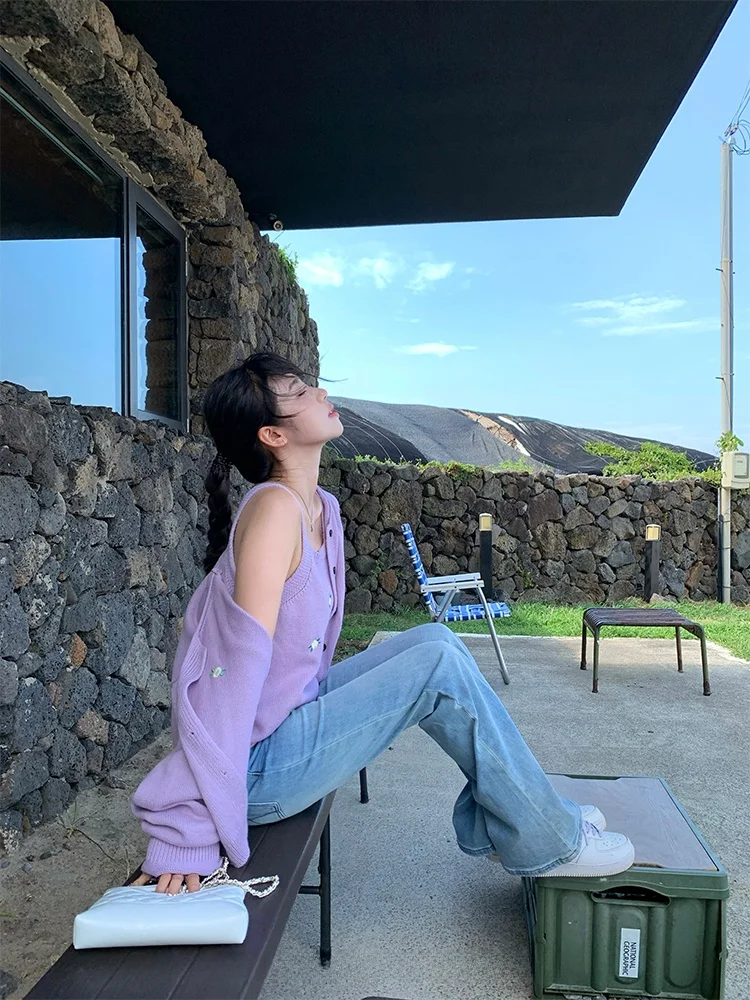 Circle Cooky Alice Sweet Tea Французский sle Цветочная вышивка Вязаный жилет Кардиган Комплект