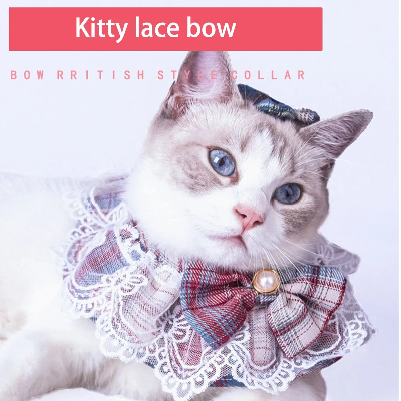 

Lace Printed Pet Puppy Cat Collar Drool Towel Tune Bow Tie Bow Tie Plaid Tie Holiday Wedding Decorative Accessories