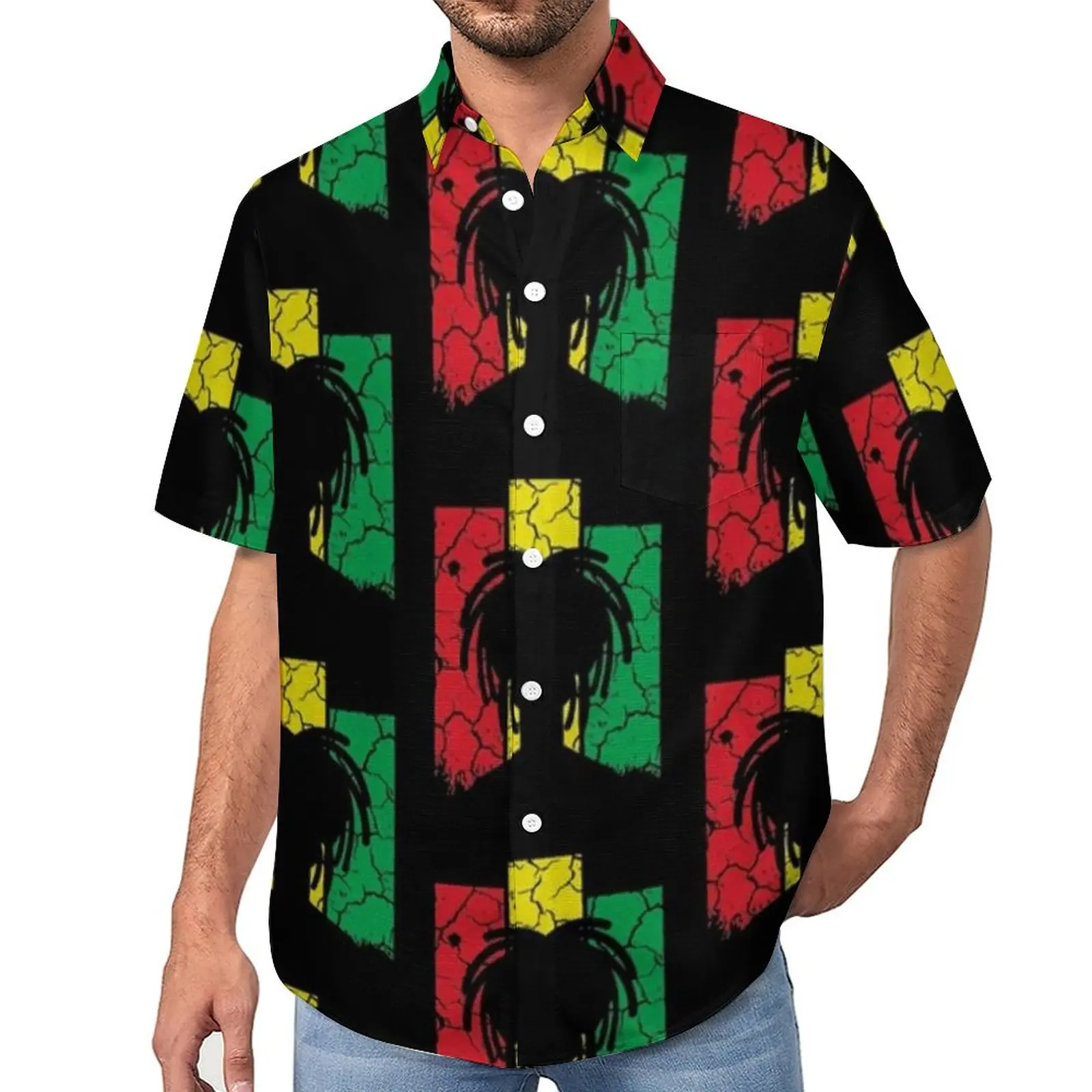 

Bob Marley Loose Shirt Men Vacation Jamaican Singer Musician Casual Shirts Hawaii Custom Short-Sleeve Vintage Oversized Blouses