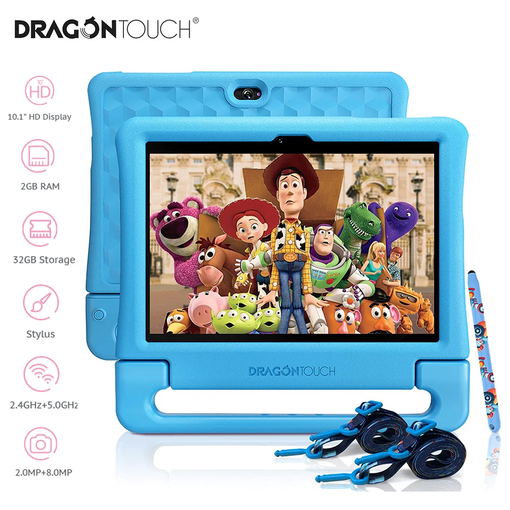 Детский планшет Dragon Touch KidzPad Y88X 10 1 дюйма Android 9 0 2 ГБ + 32 для детей Wi-Fi IPS hd