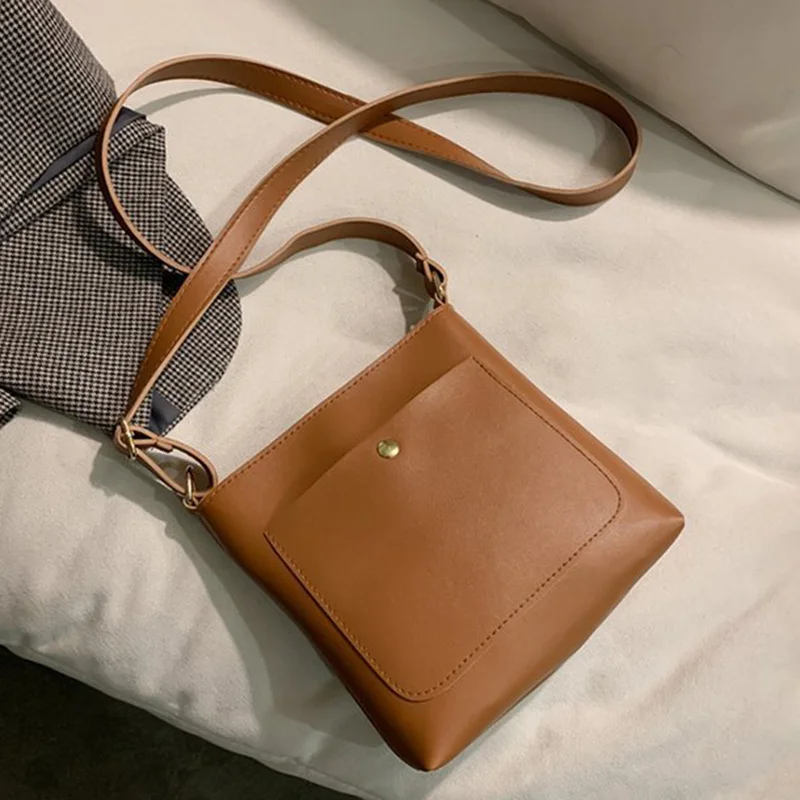 

Простая женская сумка на плечо, однотонная сумка через плечо из искусственной кожи, модная женская сумка-тоут, женская сумка