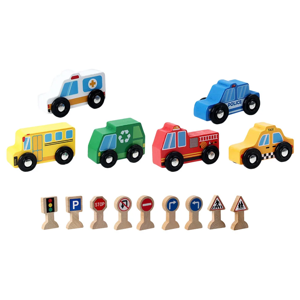 

Car Toy Small Road Signs Early Education Toys Models Wood Kids Educational Traffic Child