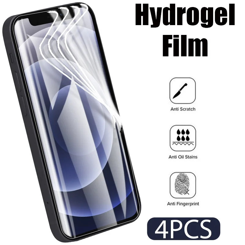 

Гидрогелевая пленка для защиты экрана, 4 шт., для IPhone 12, 11 PRO MAX, 13 Mini, полное покрытие для iPhone13, 12 Pro, SE 2020, не стекло