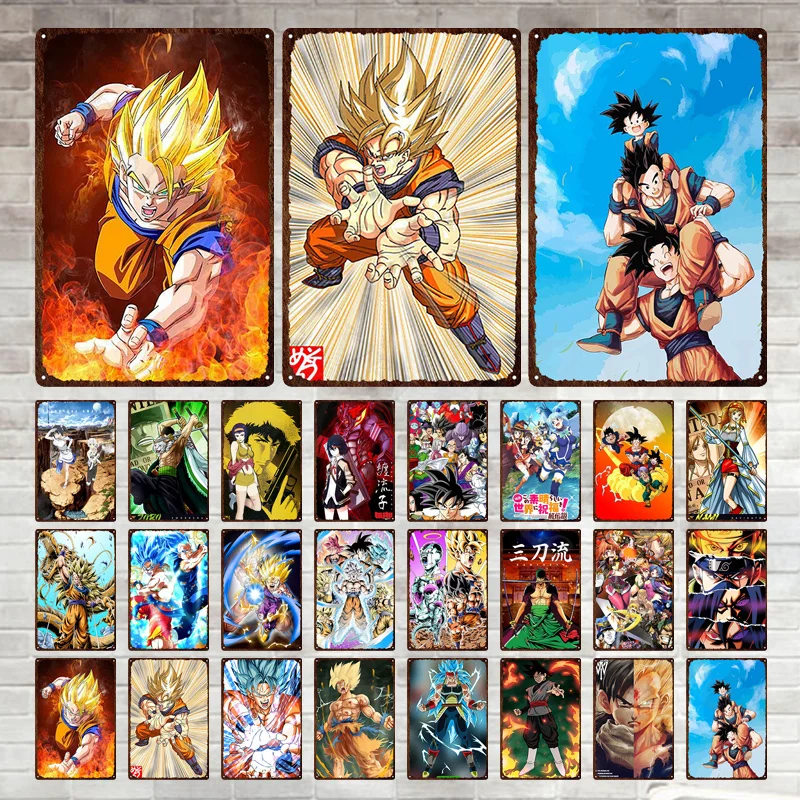 

Baidai Anime Dragon Ball Metal Tin Signs Plate Cartoon Characters Metal Poster Iron Plaque Cafe Club Wall Home Decor