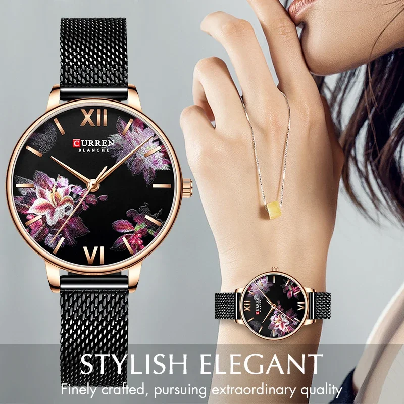 Женские кварцевые часы с браслетом из нержавеющей стали цвета розового золота