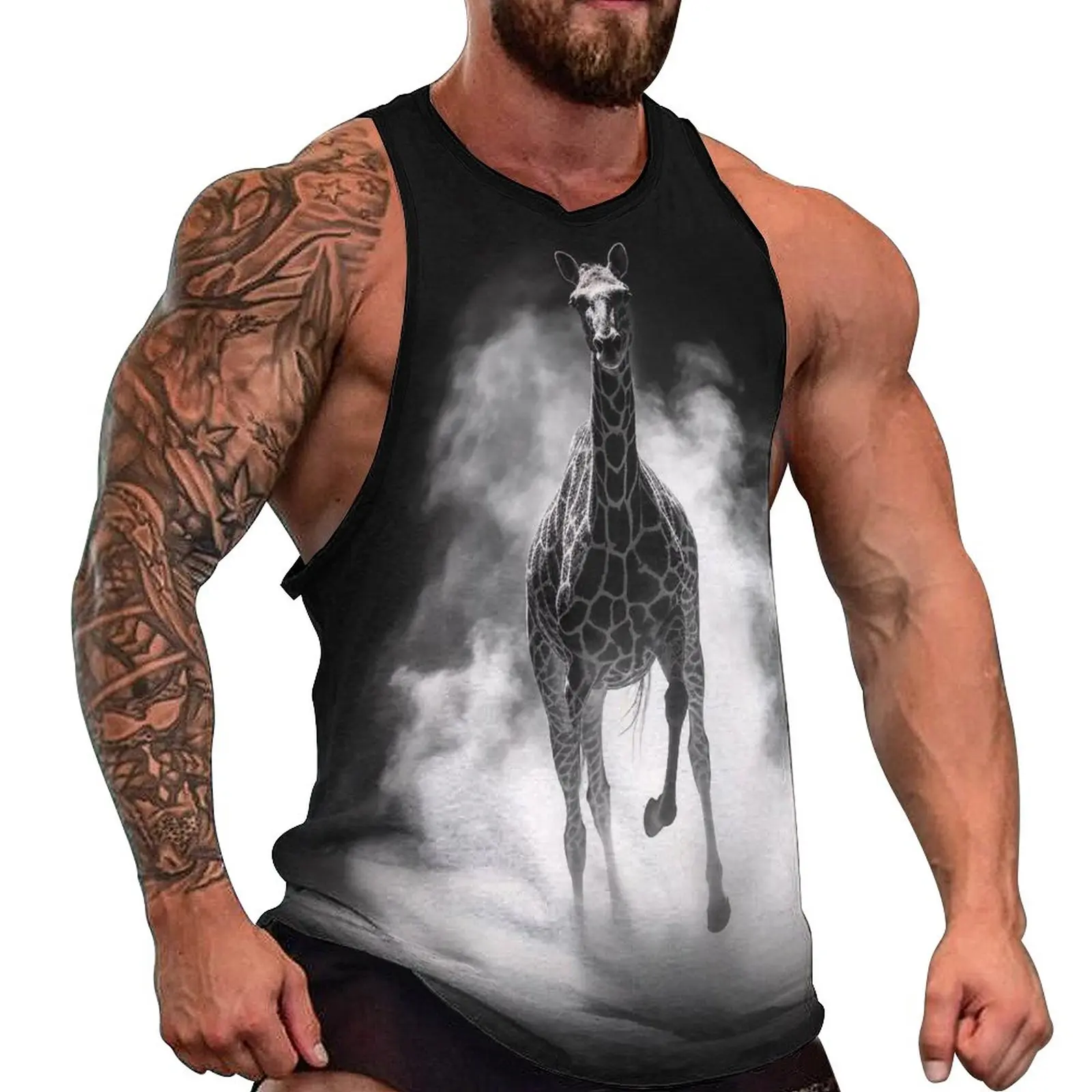 

Giraffe Summer Tank Top Light Sketch White Powder Bodybuilding Tops Man's Graphic Muscle Sleeveless Vests Plus Size 4XL 5XL