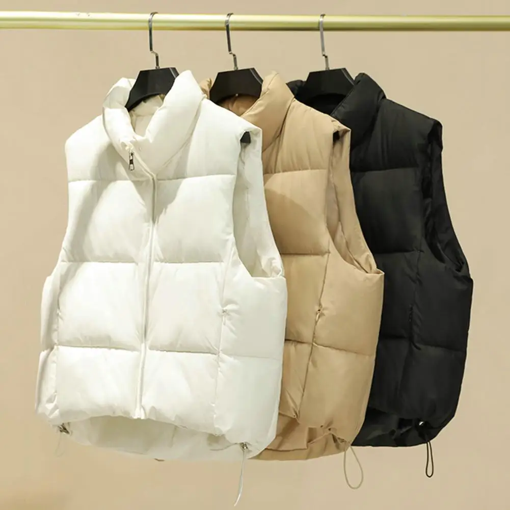

Women Jacket Thickened Sleeveless Women's Winter Vest Warm Stand Collar Coat with Neck Protection Zip Up Cardigan Waistcoat