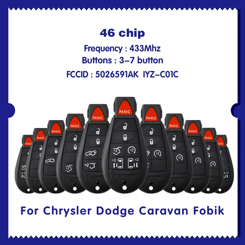 

For 2011-2019 Chrysler Dodge Caravan 7-Button Keyless Go Fobik PN 5026591AK IYZ-C01C CN015100