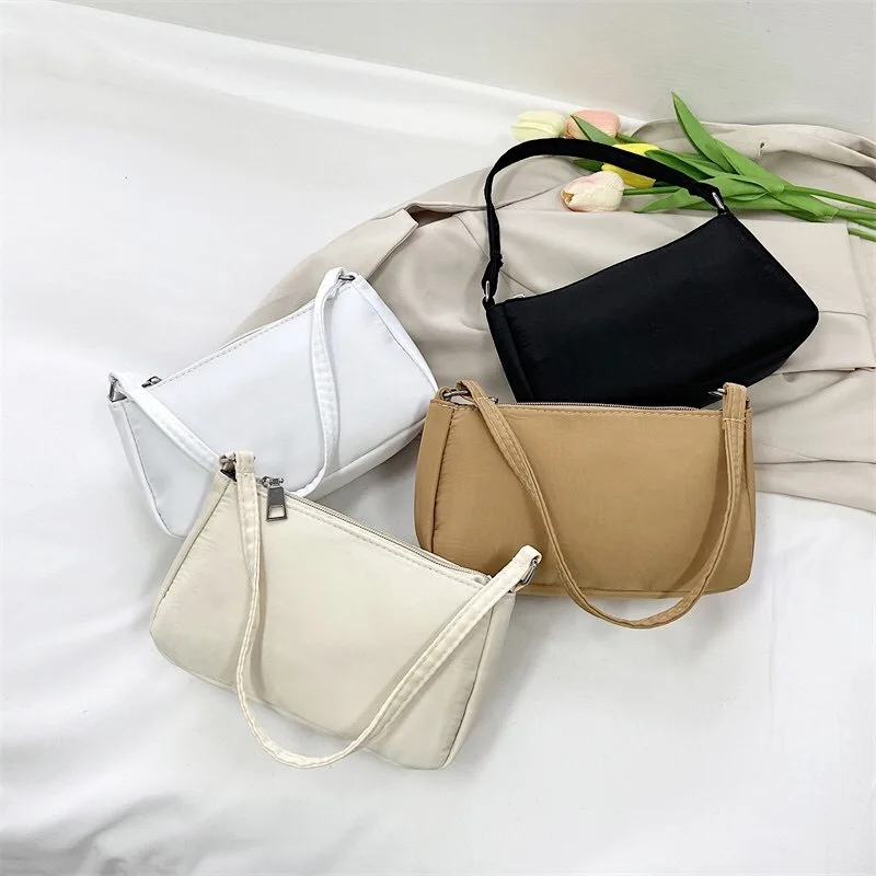 

Fashion Women Bags Nylon Shoulder Underarm Bags Retro Solid Color Handbags Totes for Ladies Casual Large Capaity Shopping Bag