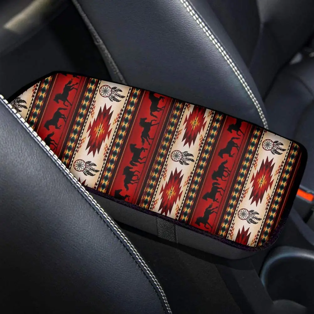 

Navajo Horse Auto Center Console Cover Auto Armrest Cover Arm Rest Pad Protector Fit for Most Sedan SUV Truck Afriva T