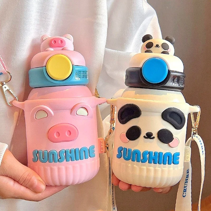 

Children's Water Cup 316 Stainless Steel Thermos Cup Cute Straw Water Bottle High-value Creative Convenient Water Bottle