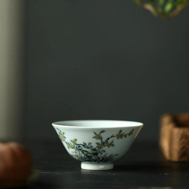 Фото Трехмерная роза с ручной росписью османтус большая чашка 90 мл Jingdezhen керамический чайный набор Shihua Cup №3