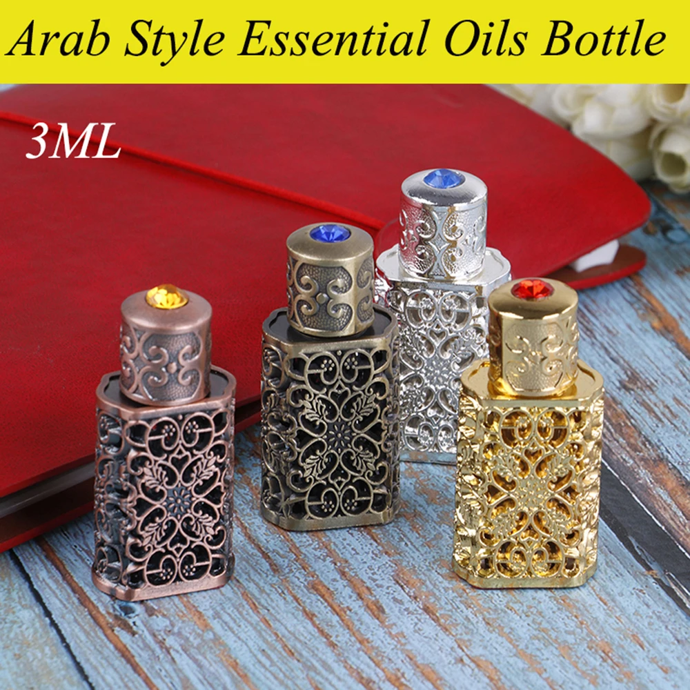 

3ml Antiqued Metal Perfume Bottle Arab Style Essential Oils Bottle Container Alloy Royal Bottle Wedding Decoration Gift