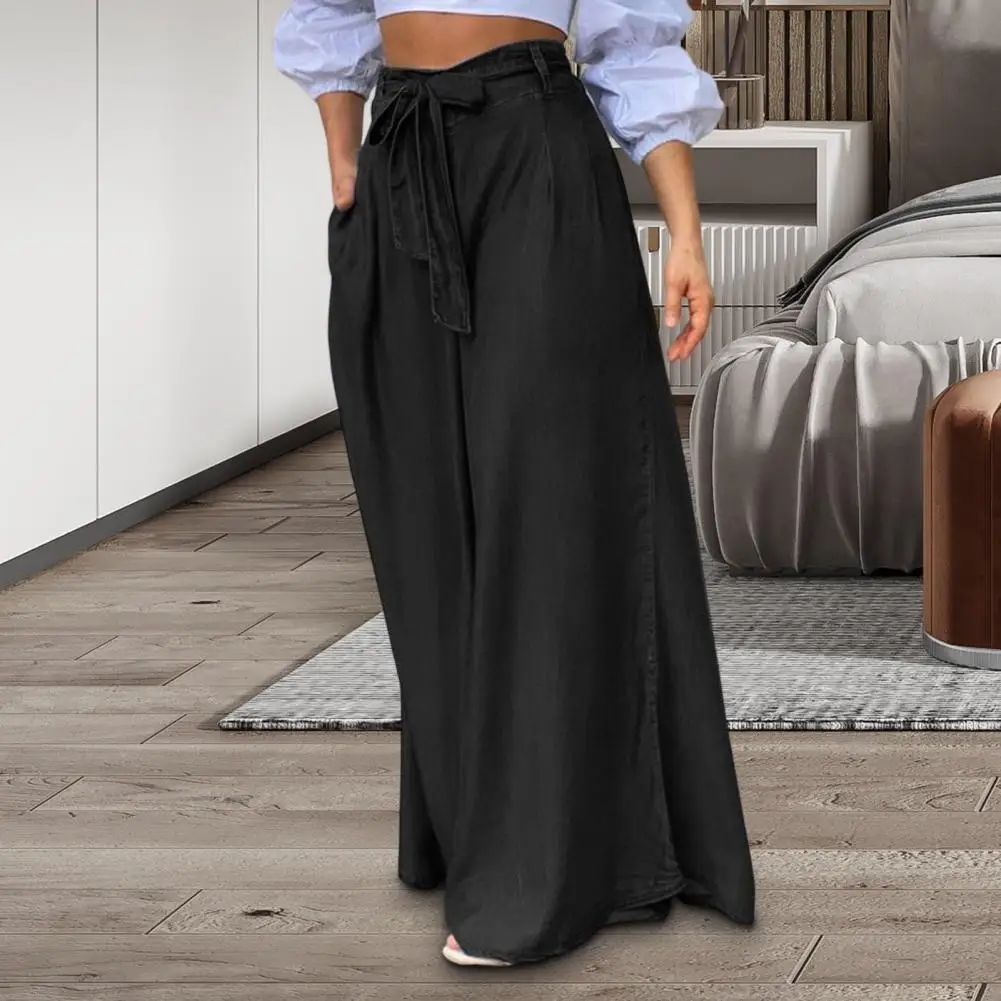 Trendy  Women Pants Skirt Long Floor Length Tight Waist Women Pants Skirt Comfortable Belt Women Pants Daily Clothes
