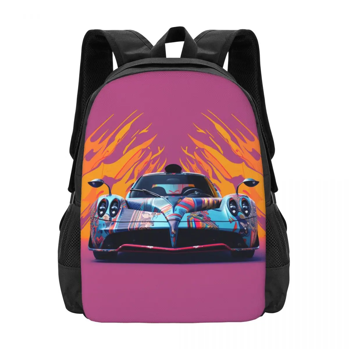 

Speed Sports Car Backpack Girl Simplified Form Graffiti Pattern Backpacks Casual High School Bags Cycling Design Rucksack
