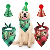 dog birthday bandana scarf with cute bling hat pet party supplies boy and girl for small medium large dogs
