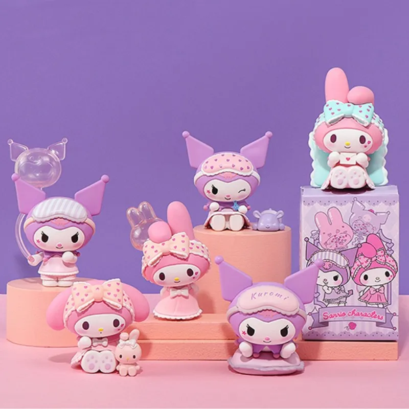

Anime Sanrio Cute Kuromi My Melody Sweetheart Pajamas Blind Box Pendant Car Decoration Children's Gifts Handmade Collectible Toy