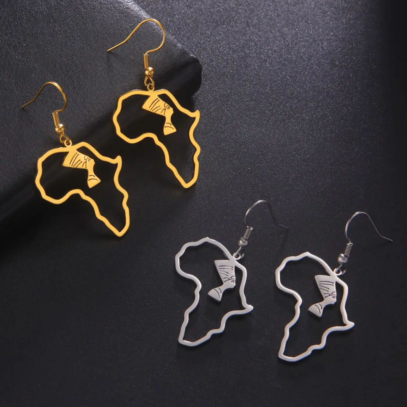 LIKGREAT африканская карта древние египетские серьги для женщин из нержавеющей