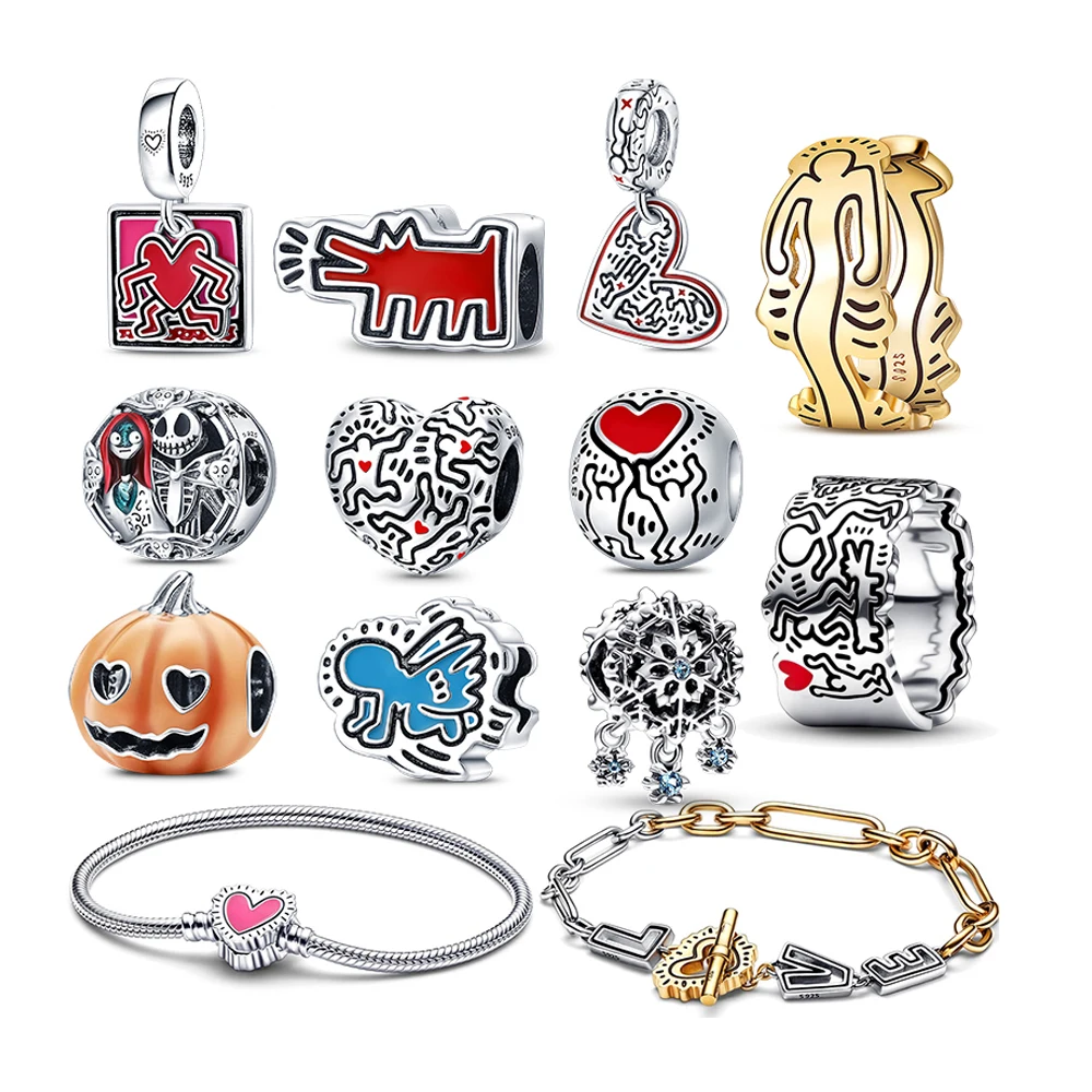 

Подходит для браслетов Pandora из стерлингового серебра 925 пробы, праздничные снежинки, сверкающие рождественские шармы, сделай сам, изготовле...