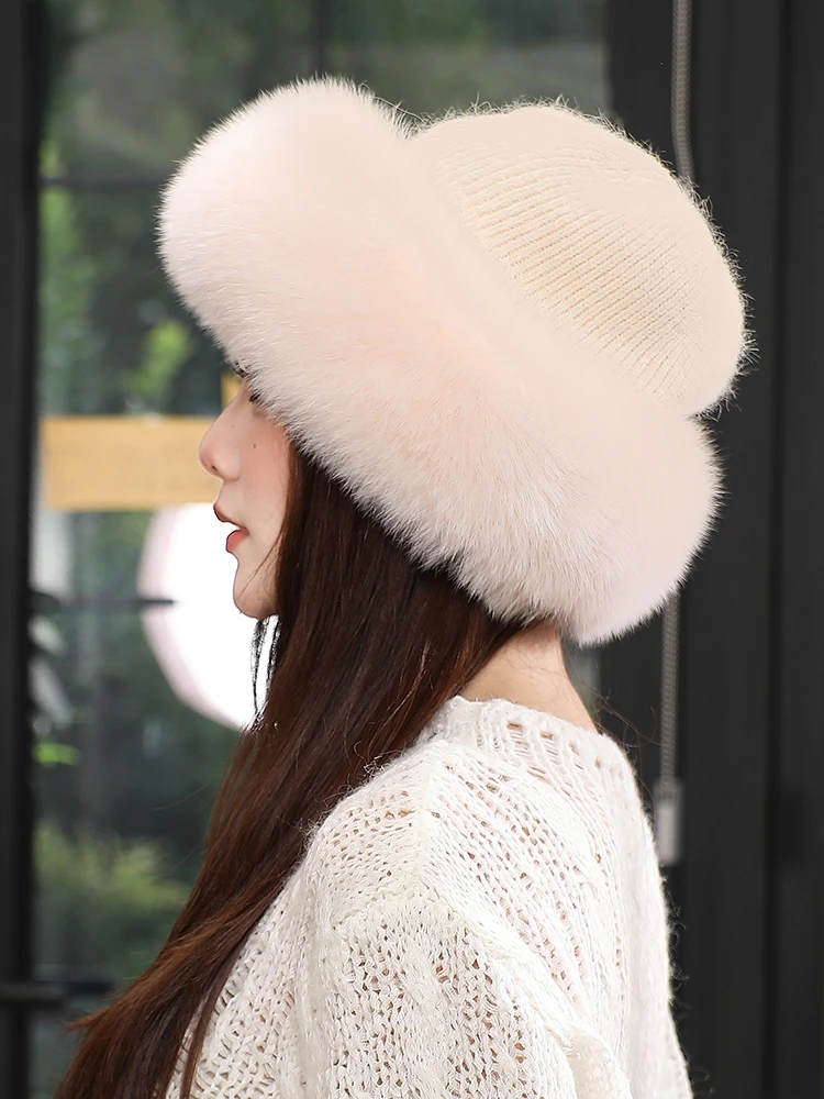 Меховая шапка для женщин среднего и пожилого возраста осенне-зимняя уличная