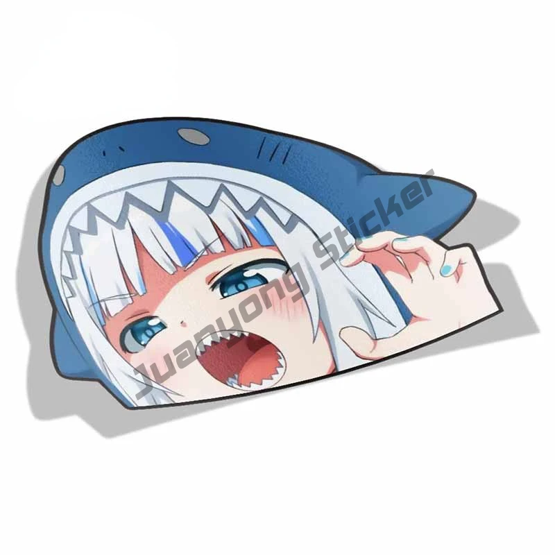 

Cartoon Car Sticker for Women Gawr Gura Hololive Peeker Peek Anime Vinyl JDM Refit Stickers Window Trunk Bumper Car Accessories