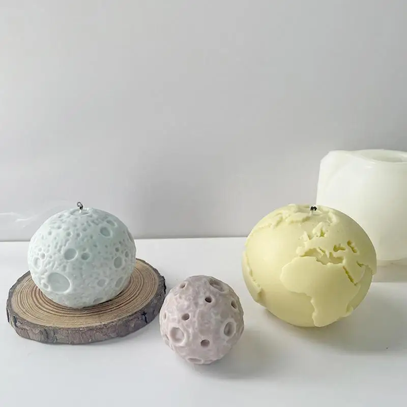 

3D Earth Moon Silicone Candle Mold DIY Aromatherapy Plaster Soap Resin Clay Mould Handmade Candle Making Party Home Decor Craft