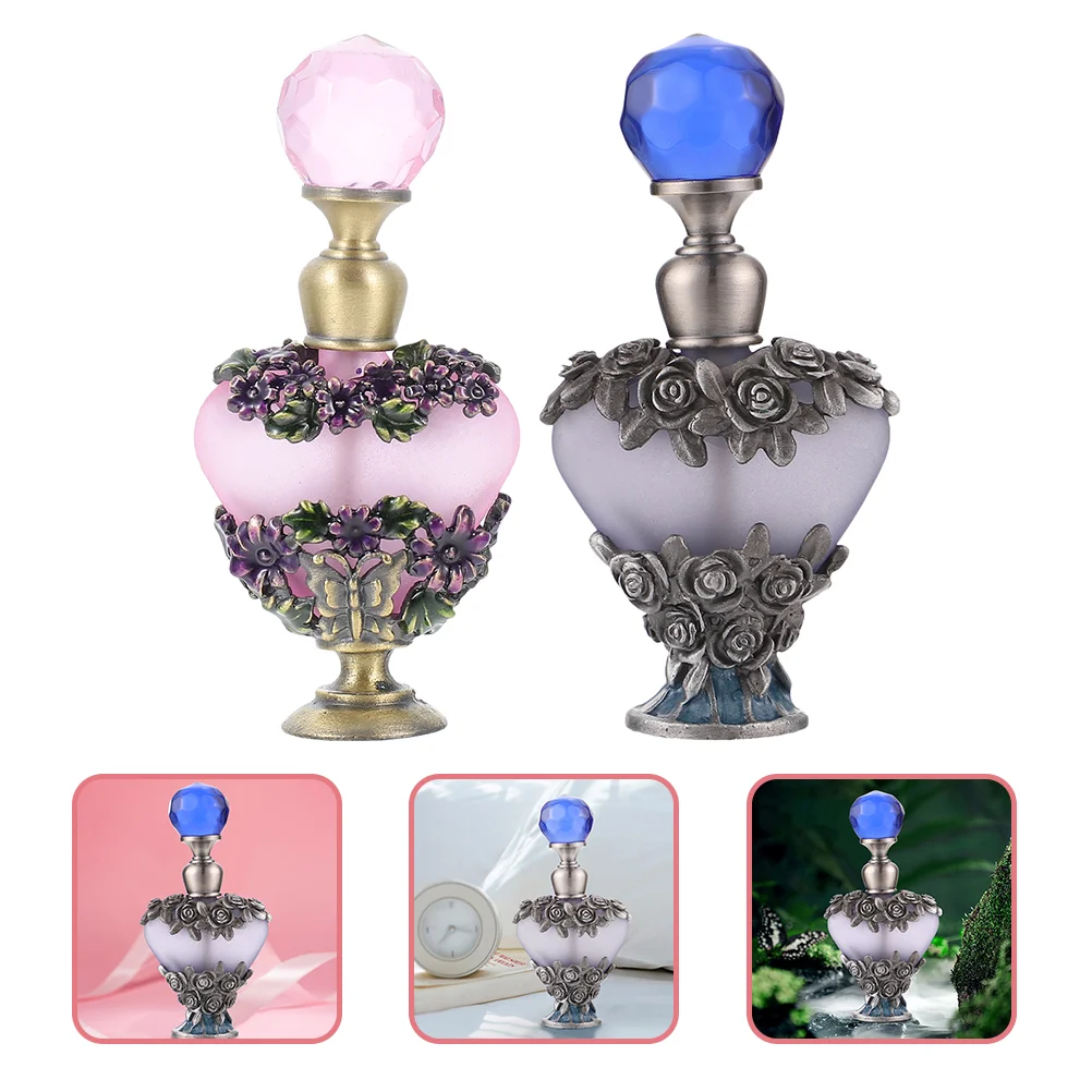 

Perfumeoilcontainer Empty Refillable Essential Dispenser Vintage Holder Sample Crystal Hair Tiny Retro Rhinestones Travel