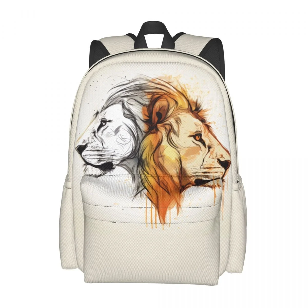 

Lion Backpack Boy Girl Two Sides To Face Print Backpacks Polyester Elegant High School Bags Cycling Designer Rucksack