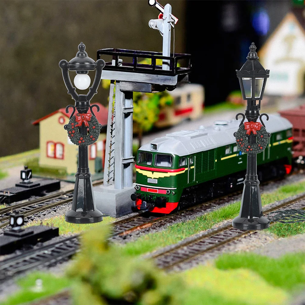 6 шт. черные уличные фонари украшения маленькие лампы свет пейзаж фигурка из