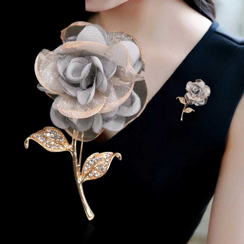 

Korean Cute Fabric Art Silk Yarn Flowers Brooches Ladies Lapel Pin Badge Boutonniere Sweater Cardigan Corsage Women Accessories