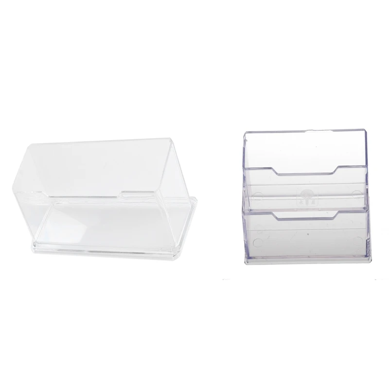 

New Clear Desktop Business Card Holder With Desktop Business Card Holder Display Stand 2 Compartments
